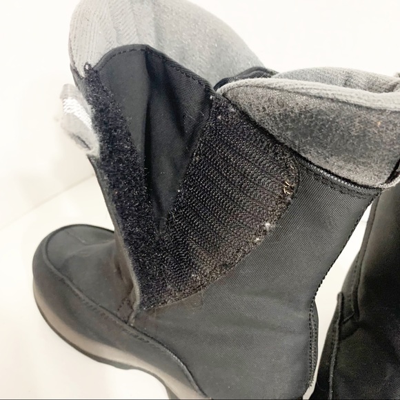 Lands End Kids Nylon Snow Weather Boots Boy Girl Black Gray Size 12M Youth ⬛️⬜️ - Picture 11 of 13